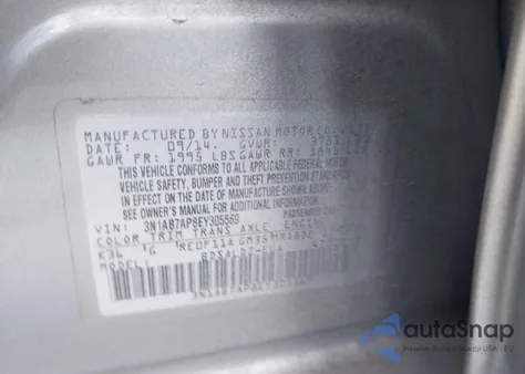 2014 Nissan Sentra Sv from USA, damaged, VIN 3N1AB7AP8EY305569